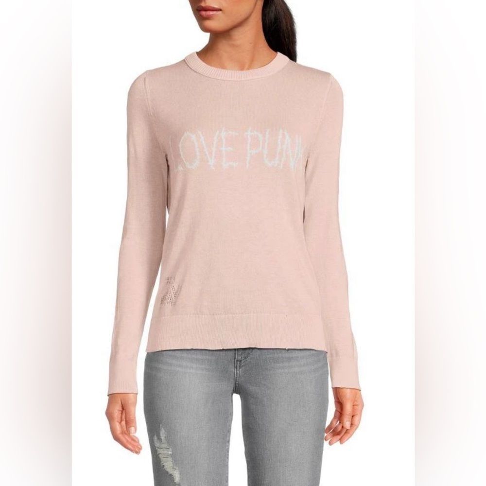 Zadig & Voltaire Miss Love Punk Intarsia Pink Crewneck Sweater. Nwt